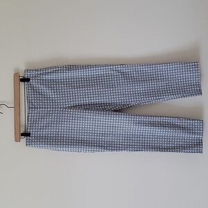 Talbots Heritage Cropped Pant Blue Pink Geometric Pattern Size 8